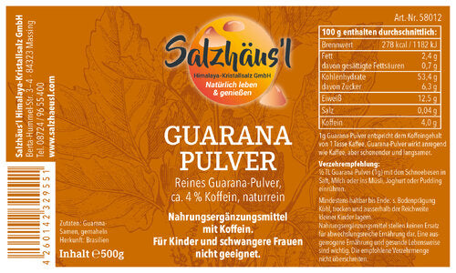 Guarana Pulver 500 g, naturrein, Apothekerqualität