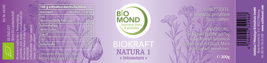 Biokraft Natura 1, 200 g, BIO Leinsamen-Proteinpulver