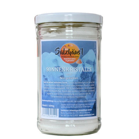Sonnenkristalle (Halit) 1090 g, gemahlen, im Glas