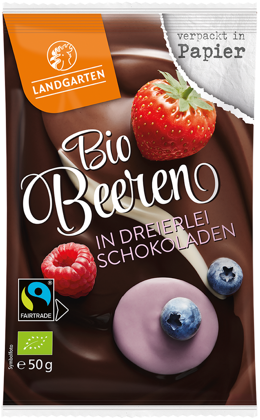 Bio Beeren in dreierlei Schokoladen, 50 g