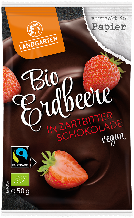 Bio Erdbeere in Zartbitter-Schokolade, 50 g